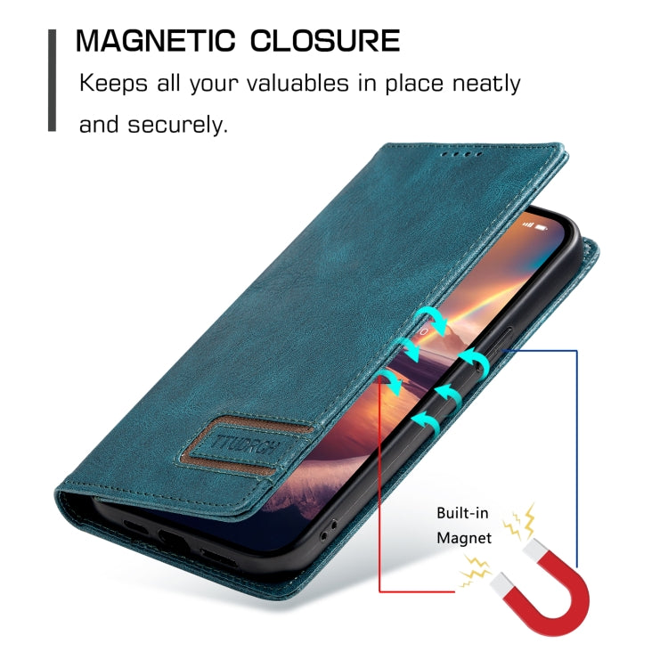 For iPhone 15 Pro TTUDRCH RFID Retro Texture Magnetic Leather Phone Case(Greem) - HoMEdemic™ 