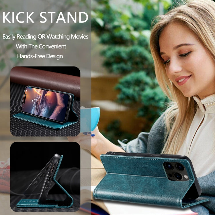 For iPhone 15 Pro TTUDRCH RFID Retro Texture Magnetic Leather Phone Case(Greem) - HoMEdemic™ 