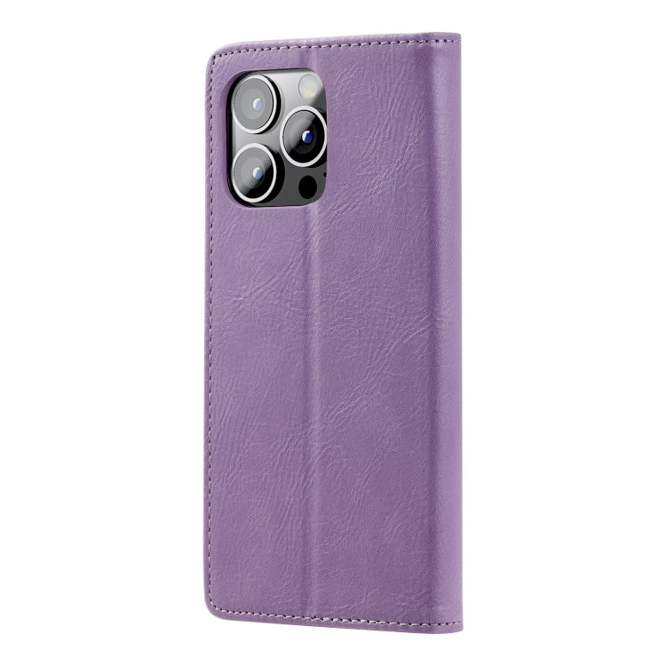 For iPhone 15 Pro TTUDRCH RFID Retro Texture Magnetic Leather Phone Case(Purple) - HoMEdemic™ 