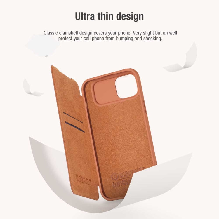 For iPhone 15 Plus NILLKIN QIN Series Pro Sliding Camera Cover Design Leather Phone Case(Red) - HoMEdemic™ 