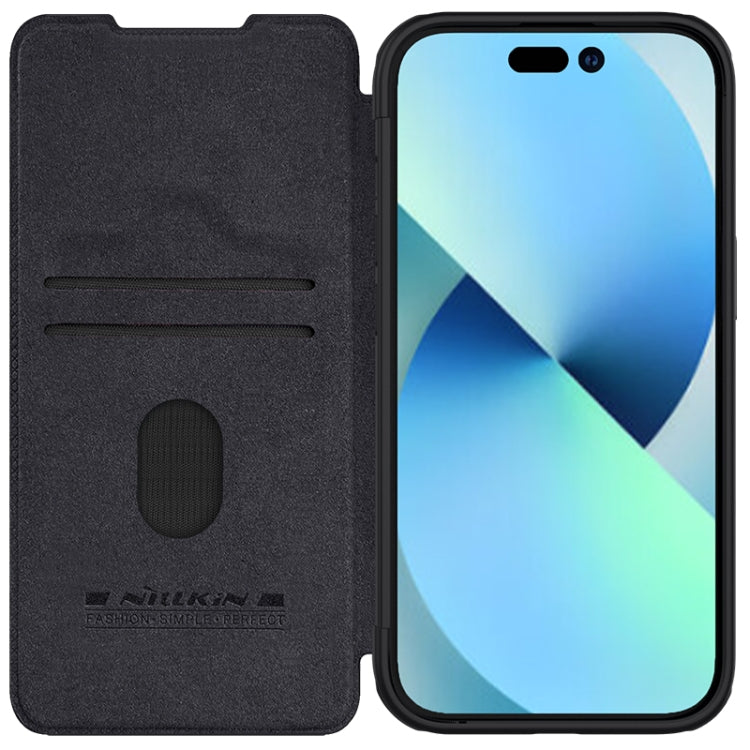 For iPhone 15 Plus NILLKIN QIN Series Pro Sliding Camera Cover Design Leather Phone Case(Black) - HoMEdemic™ 