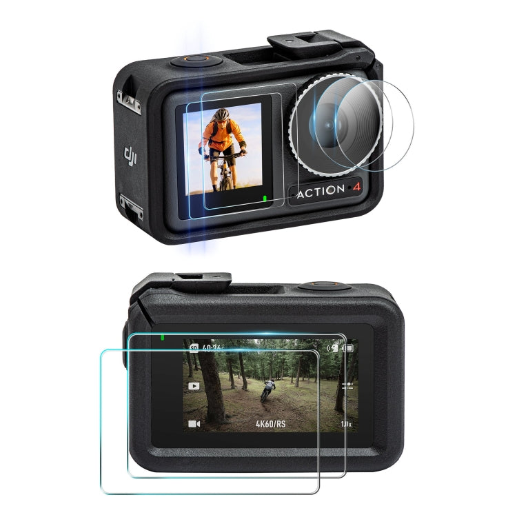For DJI Osmo Action 4 STARTRC 3 in 1 Lens Protector Front and Rear Screen Tempered Glass Films(2 Sets) - HoMEdemic™ 
