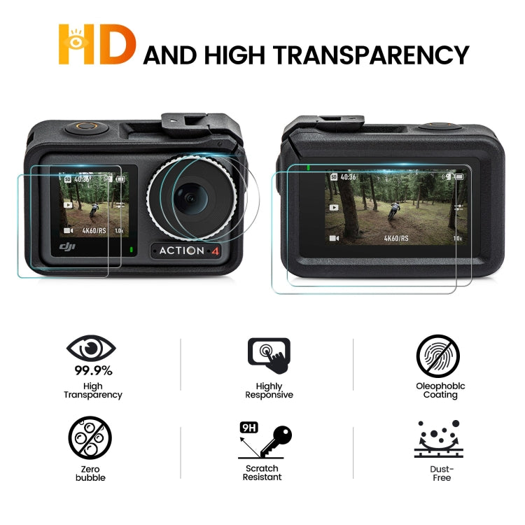 For DJI Osmo Action 4 STARTRC 3 in 1 Lens Protector Front and Rear Screen Tempered Glass Films(2 Sets) - HoMEdemic™ 