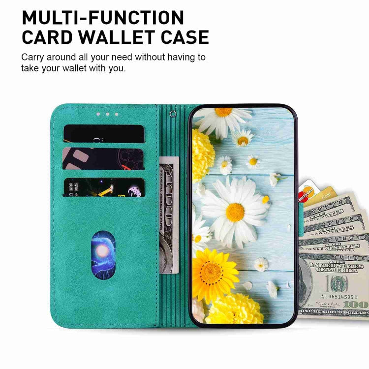 For iPhone 15 Pro Max Lily Embossed Leather Phone Case(Green) - HoMEdemic™ 