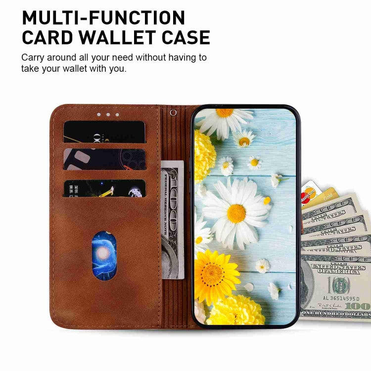For iPhone 15 Pro Max Lily Embossed Leather Phone Case(Brown) - HoMEdemic™ 