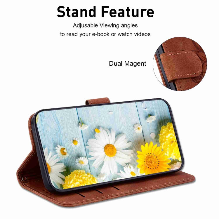 For iPhone 15 Pro Max Lily Embossed Leather Phone Case(Brown) - HoMEdemic™ 