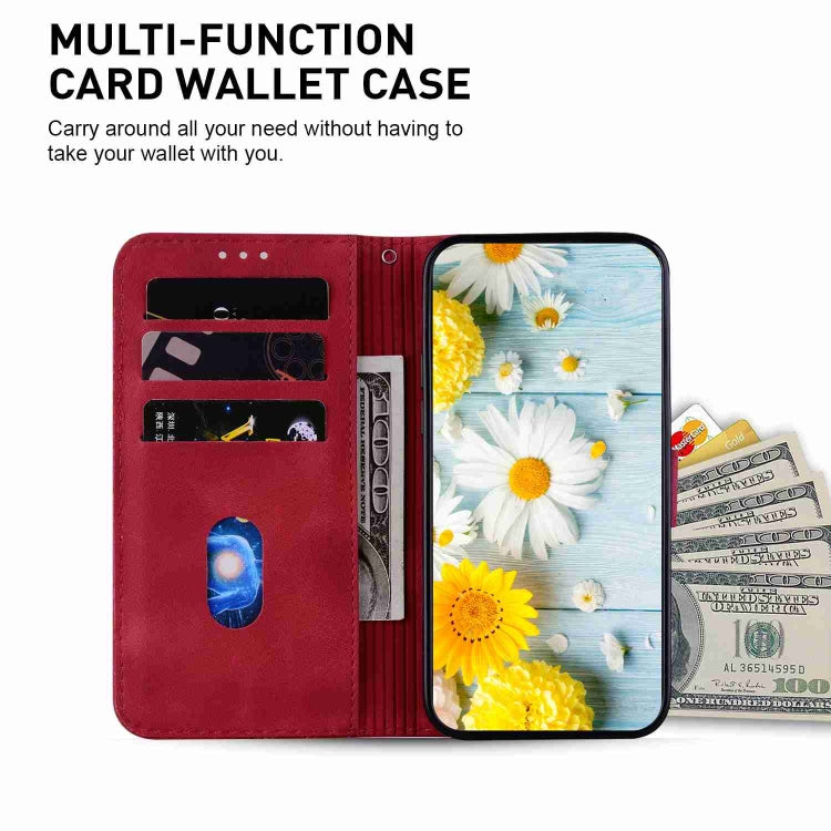 For iPhone 15 Pro Max Lily Embossed Leather Phone Case(Red) - HoMEdemic™ 