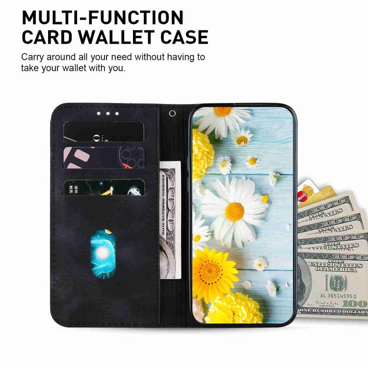 For iPhone 15 Pro Max Lily Embossed Leather Phone Case(Black) - HoMEdemic™ 