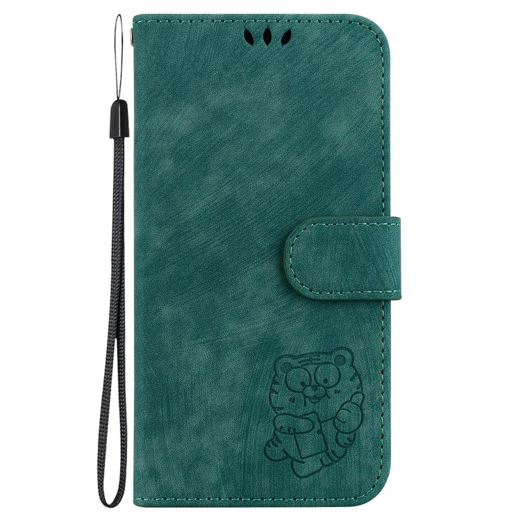For iPhone 15 Pro Max Little Tiger Embossed Leather Phone Case(Green) - HoMEdemic™ 