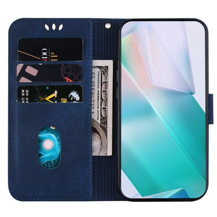 For iPhone 15 Pro Max Little Tiger Embossed Leather Phone Case(Dark Blue) - HoMEdemic™ 