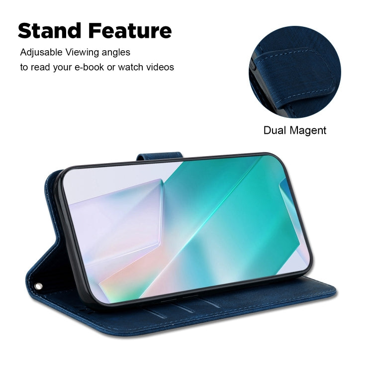 For iPhone 15 Pro Max Little Tiger Embossed Leather Phone Case(Dark Blue) - HoMEdemic™ 