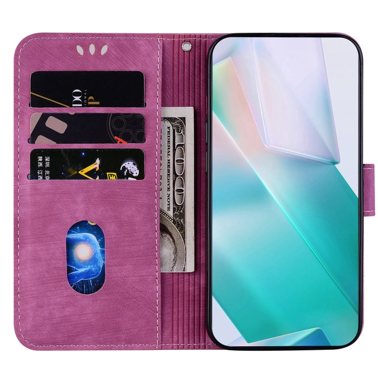 For iPhone 15 Pro Max Little Tiger Embossed Leather Phone Case(Rose Red) - HoMEdemic™ 