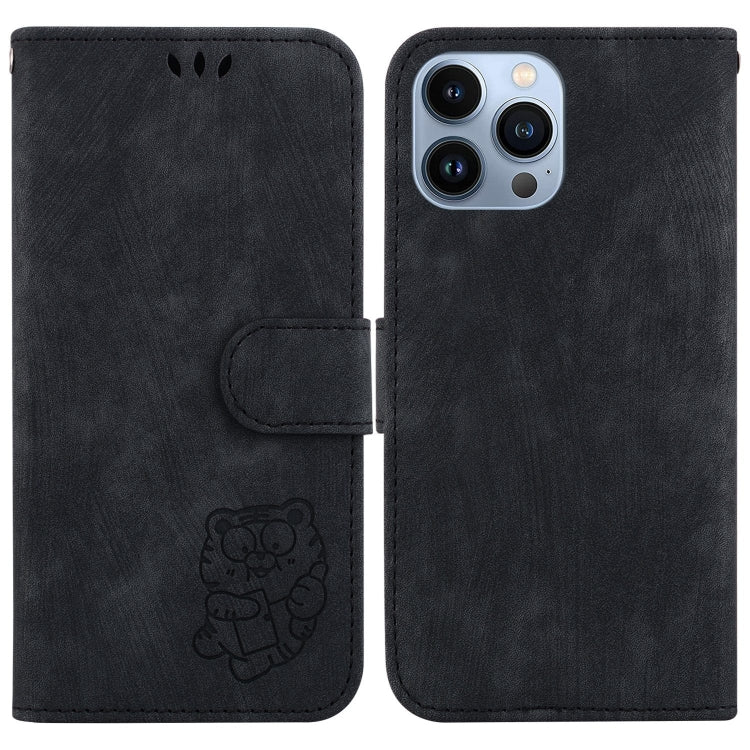 For iPhone 15 Pro Max Little Tiger Embossed Leather Phone Case(Black) - HoMEdemic™ 