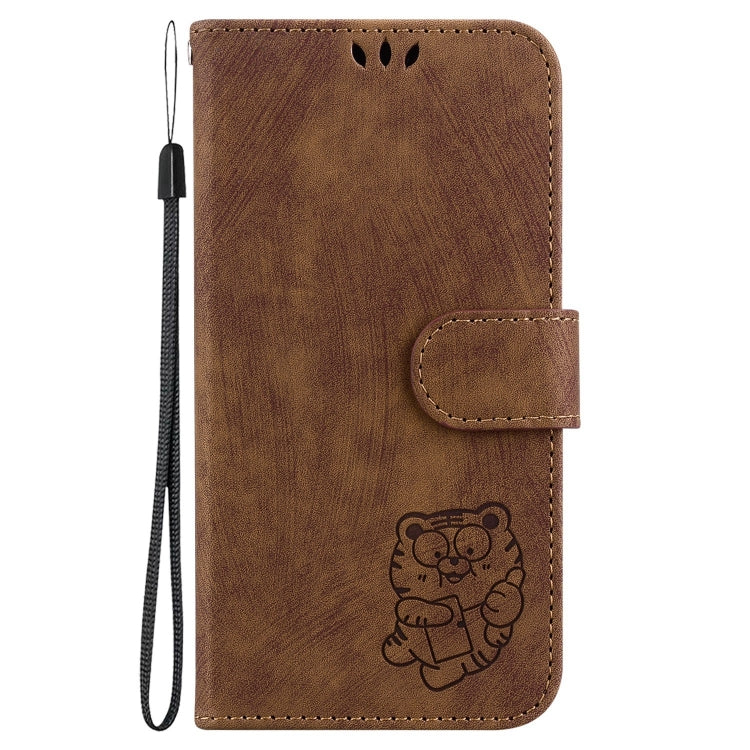 For iPhone 15 Pro Little Tiger Embossed Leather Phone Case(Brown) - HoMEdemic™ 