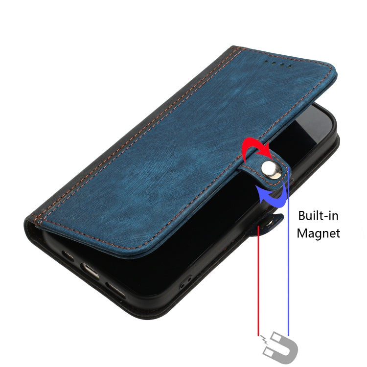 For iPhone 15 Pro Max Side Buckle Double Fold Hand Strap Leather Phone Case(Royal) - HoMEdemic™ 