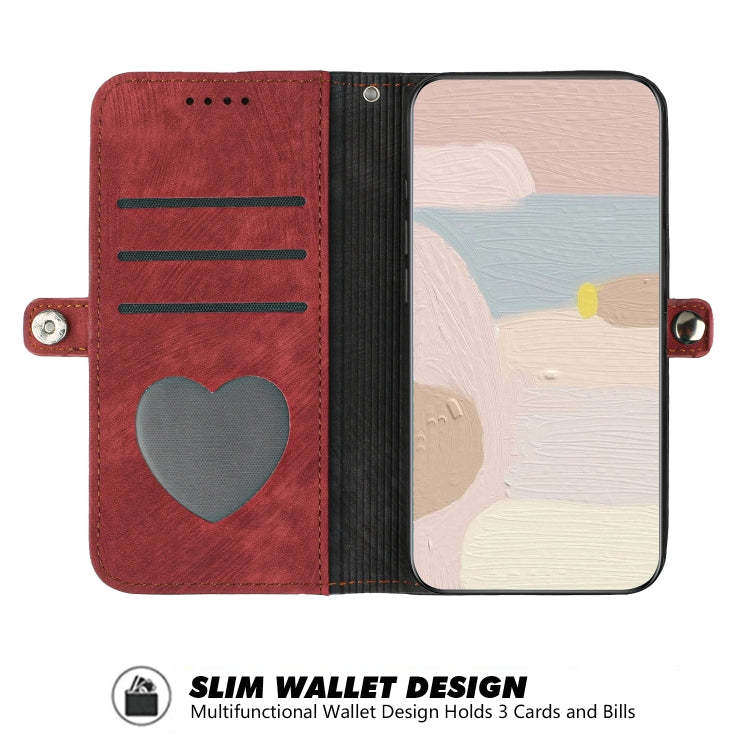 For iPhone 15 Pro Max Side Buckle Double Fold Hand Strap Leather Phone Case(Red) - HoMEdemic™ 