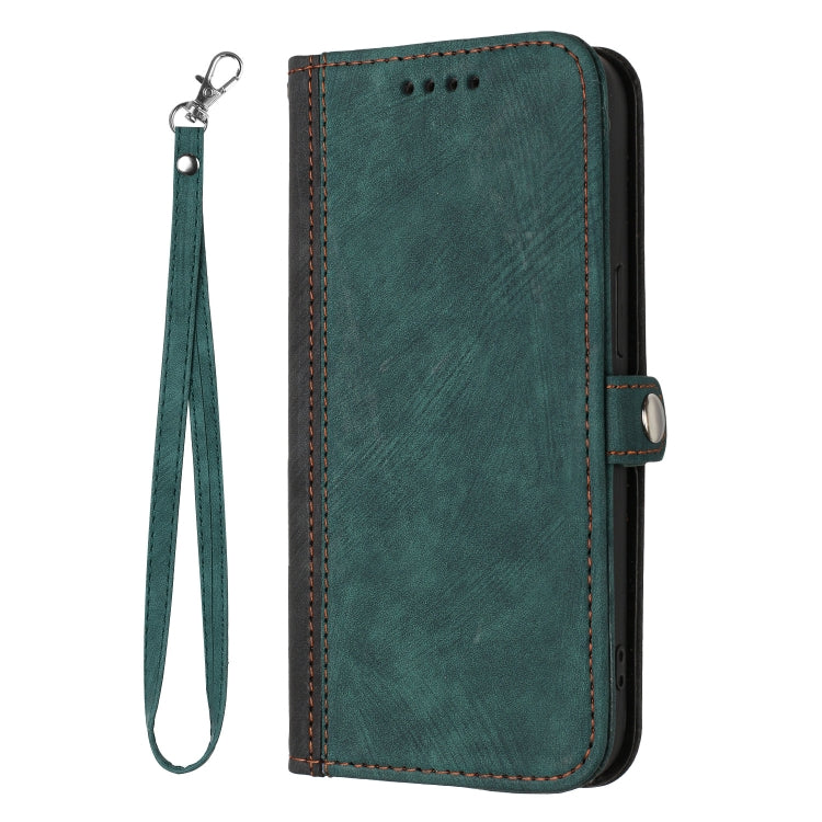 For iPhone 15 Pro Max Side Buckle Double Fold Hand Strap Leather Phone Case(Dark Green) - HoMEdemic™ 