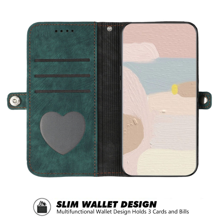 For iPhone 15 Pro Max Side Buckle Double Fold Hand Strap Leather Phone Case(Dark Green) - HoMEdemic™ 