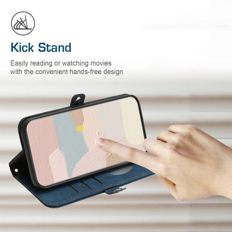 For iPhone 15 Pro Side Buckle Double Fold Hand Strap Leather Phone Case(Royal) - HoMEdemic™ 