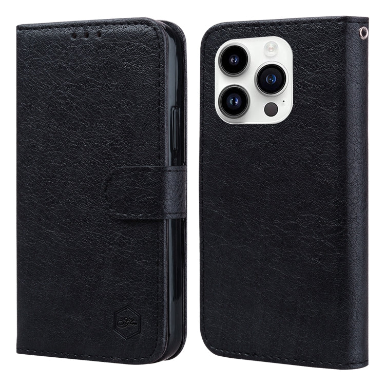 For iPhone 15 Pro Skin Feeling Oil Leather Texture PU + TPU Phone Case(Black) - HoMEdemic™ 
