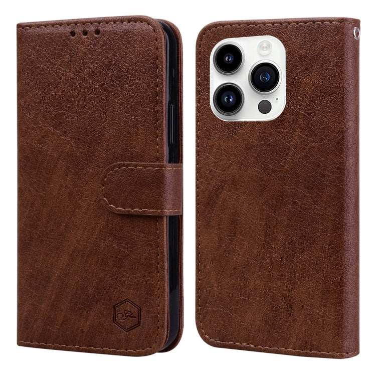 For iPhone 15 Pro Skin Feeling Oil Leather Texture PU + TPU Phone Case(Brown) - HoMEdemic™ 