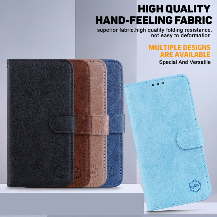 For iPhone 15 Pro Skin Feeling Oil Leather Texture PU + TPU Phone Case(Light Blue) - HoMEdemic™ 