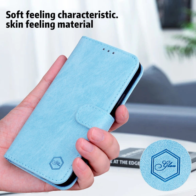 For iPhone 15 Pro Skin Feeling Oil Leather Texture PU + TPU Phone Case(Light Blue) - HoMEdemic™ 