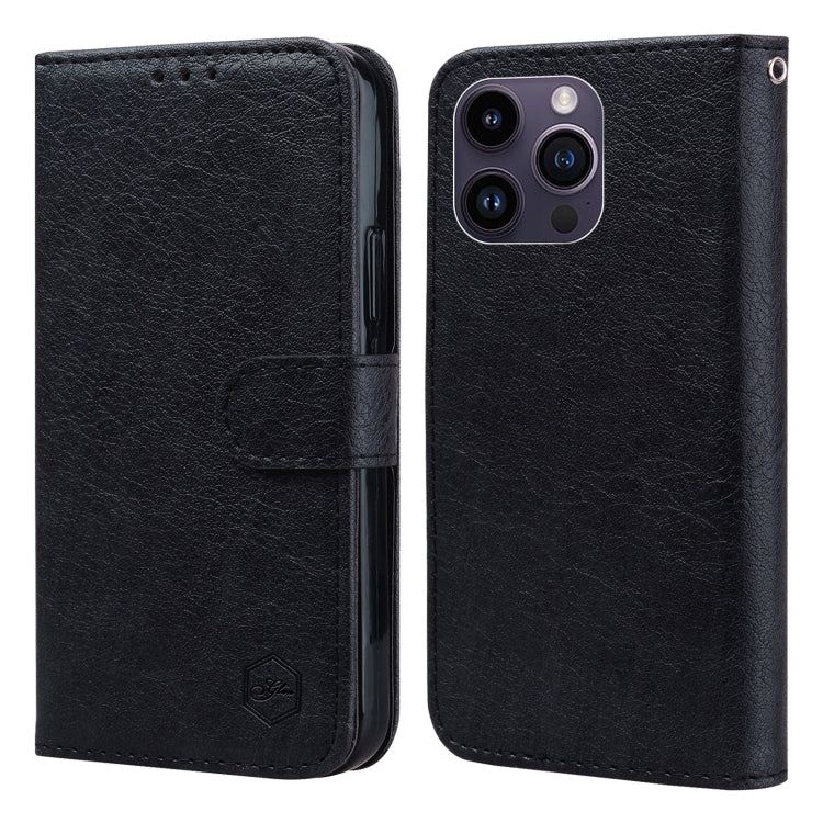 For iPhone 15 Pro Max Skin Feeling Oil Leather Texture PU + TPU Phone Case(Black) - HoMEdemic™ 
