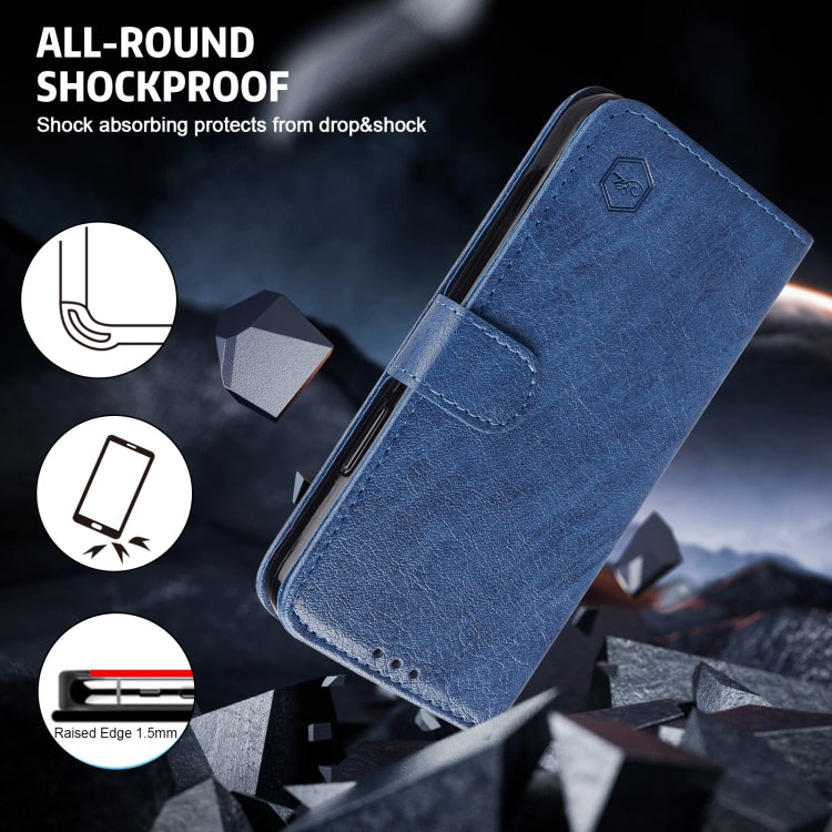 For iPhone 15 Pro Max Skin Feeling Oil Leather Texture PU + TPU Phone Case(Dark Blue) - HoMEdemic™ 