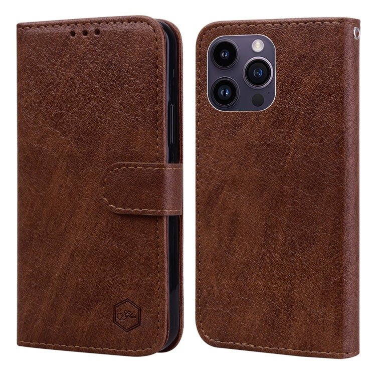 For iPhone 15 Pro Max Skin Feeling Oil Leather Texture PU + TPU Phone Case(Brown) - HoMEdemic™ 