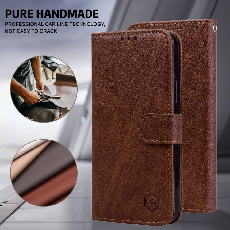 For iPhone 15 Pro Max Skin Feeling Oil Leather Texture PU + TPU Phone Case(Brown) - HoMEdemic™ 