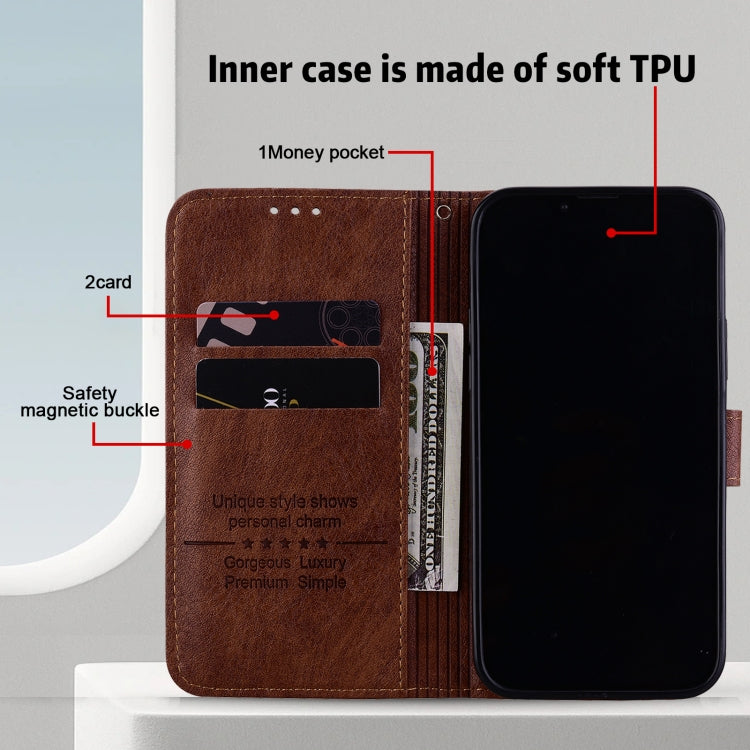 For iPhone 15 Pro Max Skin Feeling Oil Leather Texture PU + TPU Phone Case(Brown) - HoMEdemic™ 