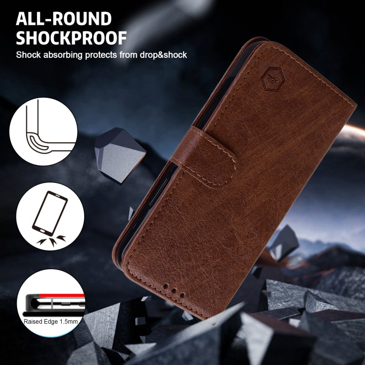 For iPhone 15 Pro Max Skin Feeling Oil Leather Texture PU + TPU Phone Case(Brown) - HoMEdemic™ 