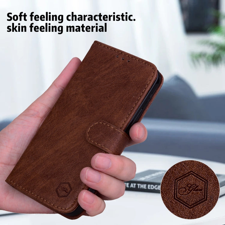 For iPhone 15 Pro Max Skin Feeling Oil Leather Texture PU + TPU Phone Case(Brown) - HoMEdemic™ 