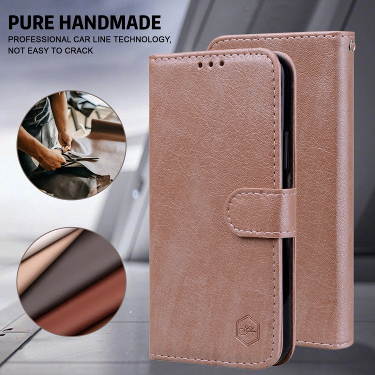 For iPhone 15 Pro Max Skin Feeling Oil Leather Texture PU + TPU Phone Case(Champagne) - HoMEdemic™ 
