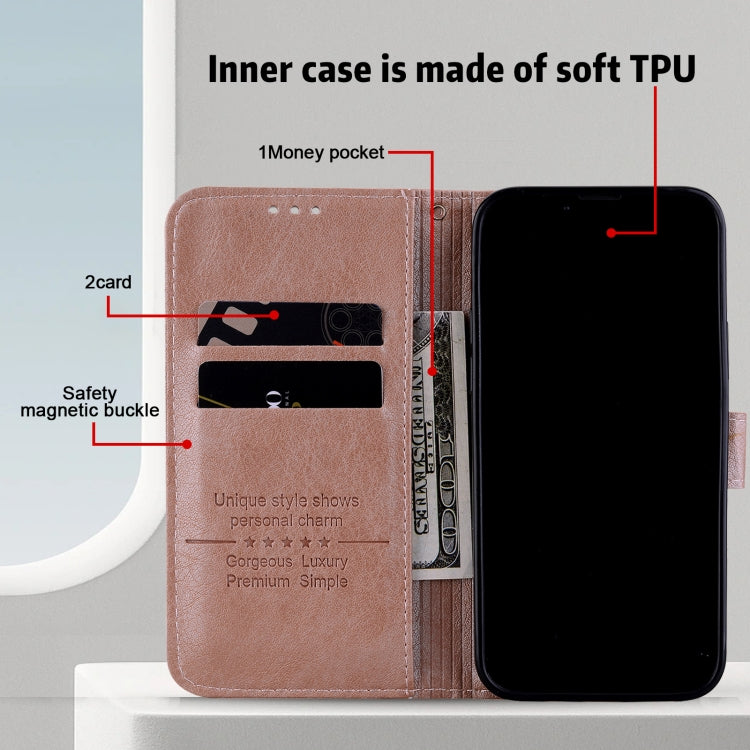 For iPhone 15 Pro Max Skin Feeling Oil Leather Texture PU + TPU Phone Case(Champagne) - HoMEdemic™ 