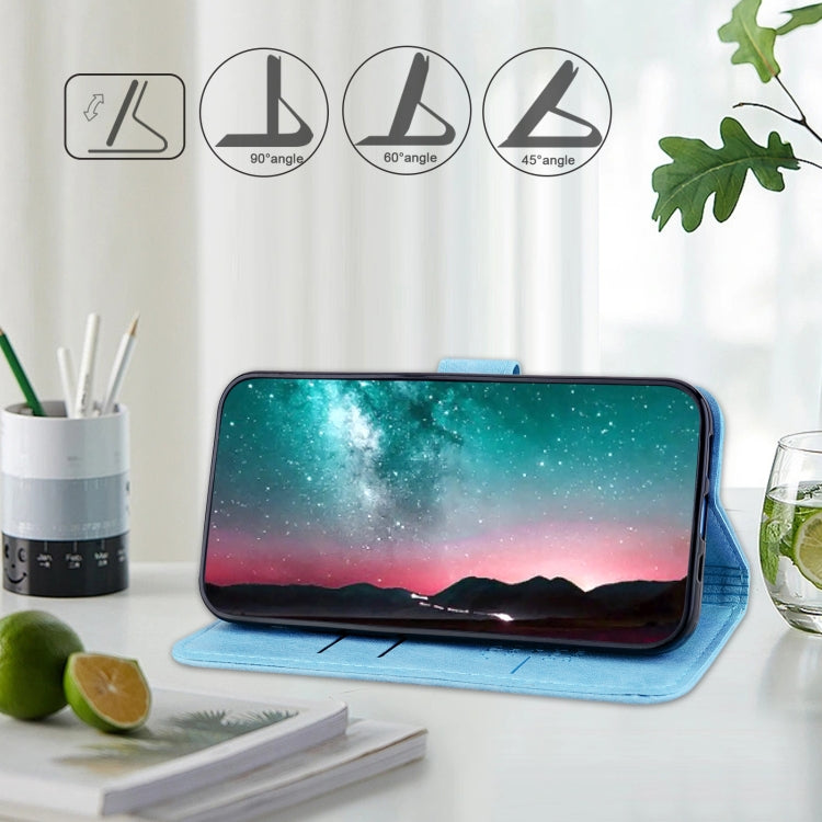 For iPhone 15 Pro Max Skin Feeling Oil Leather Texture PU + TPU Phone Case(Light Blue) - HoMEdemic™ 