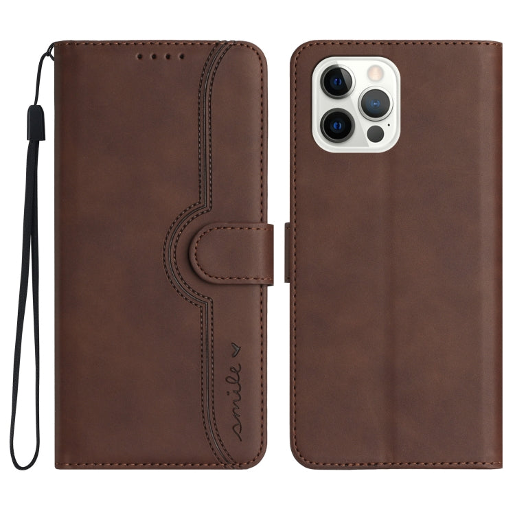 For iPhone 15 Pro Max Heart Pattern Skin Feel Leather Phone Case(Brown) - HoMEdemic™ 