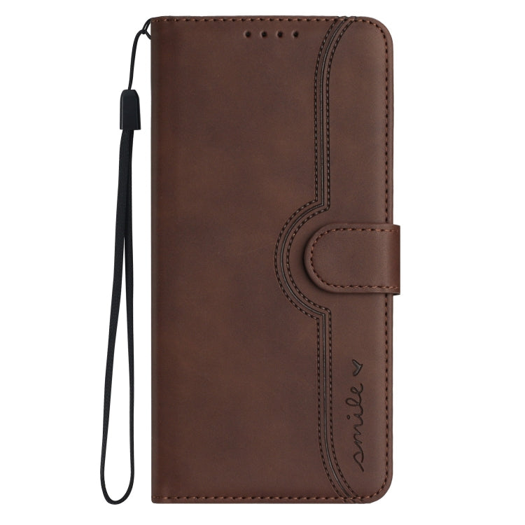 For iPhone 15 Pro Max Heart Pattern Skin Feel Leather Phone Case(Brown) - HoMEdemic™ 