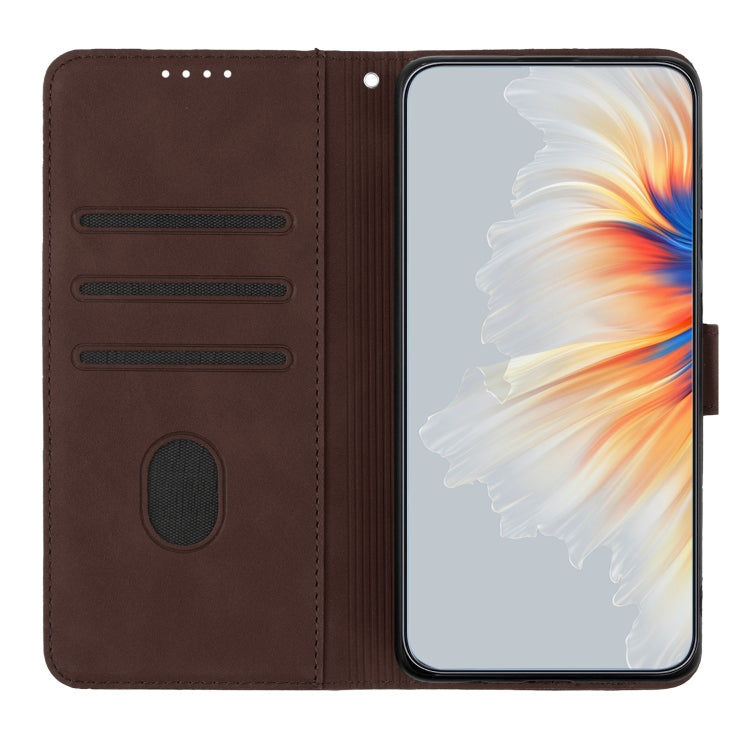For iPhone 15 Pro Max Heart Pattern Skin Feel Leather Phone Case(Brown) - HoMEdemic™ 