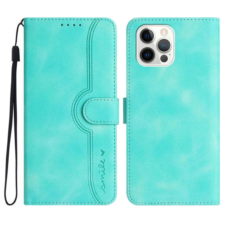 For iPhone 15 Pro Max Heart Pattern Skin Feel Leather Phone Case(Light Blue) - HoMEdemic™ 