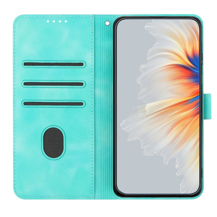 For iPhone 15 Pro Max Heart Pattern Skin Feel Leather Phone Case(Light Blue) - HoMEdemic™ 