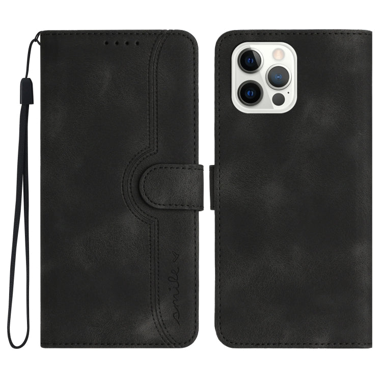 For iPhone 15 Pro Max Heart Pattern Skin Feel Leather Phone Case(Black) - HoMEdemic™ 