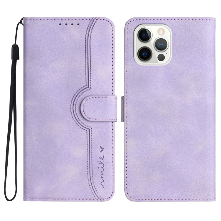 For iPhone 15 Pro Heart Pattern Skin Feel Leather Phone Case(Purple) - HoMEdemic™ 