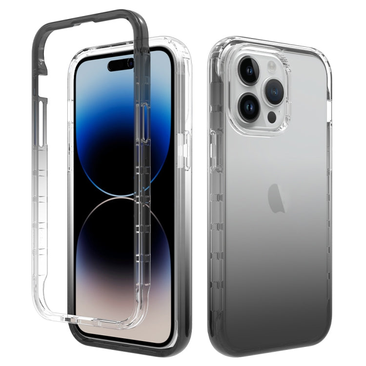 For iPhone 15 Pro Max Shockproof Clear Gradient PC + TPU Phone Case(Black) - HoMEdemic™ 