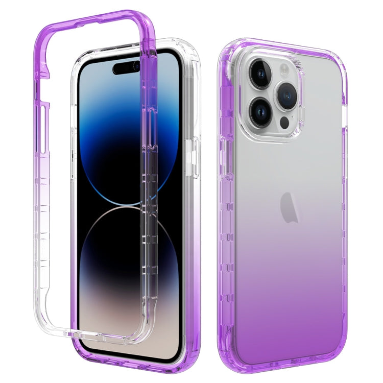 For iPhone 15 Pro Max Shockproof Clear Gradient PC + TPU Phone Case(Purple) - HoMEdemic™ 