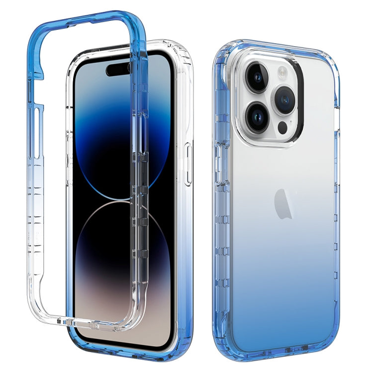 For iPhone 15 Pro Shockproof Clear Gradient PC + TPU Phone Case(Blue) - HoMEdemic™ 