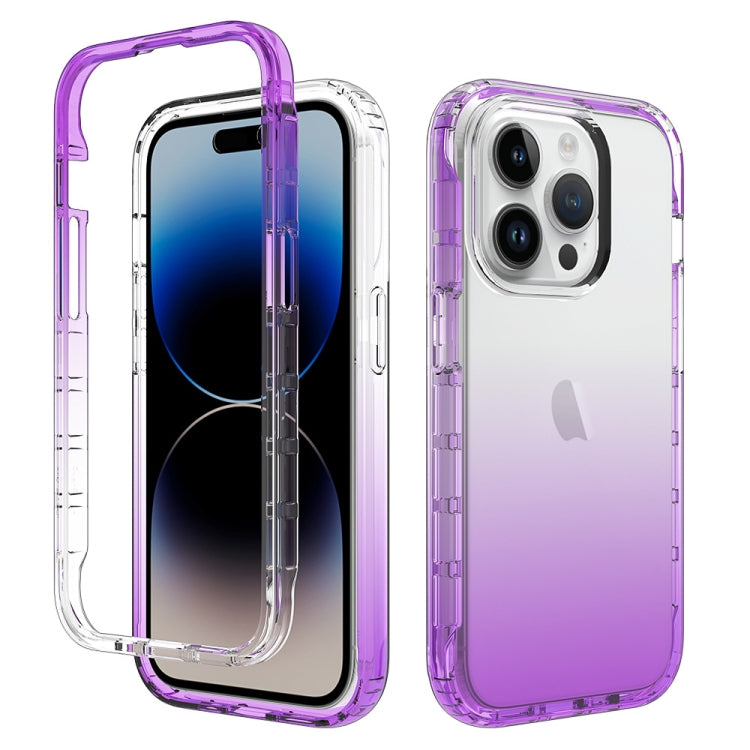 For iPhone 15 Pro Shockproof Clear Gradient PC + TPU Phone Case(Purple) - HoMEdemic™ 