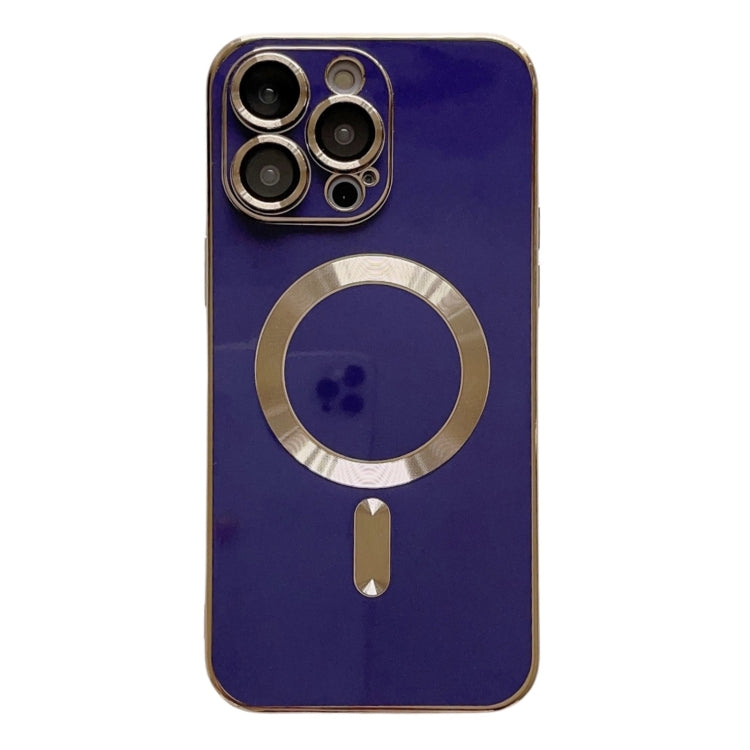 For iPhone 15 Pro Max Magsafe Plating TPU Phone Case with Lens Film(Blue) - HoMEdemic™ 