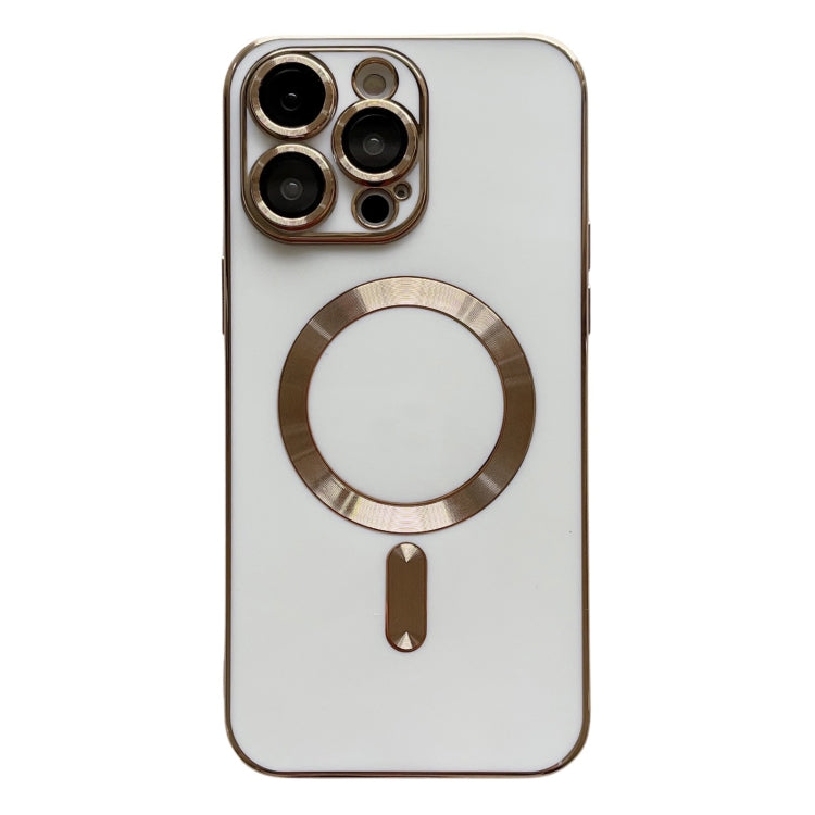 For iPhone 15 Pro Max Magsafe Plating TPU Phone Case with Lens Film(White) - HoMEdemic™ 